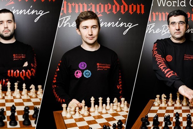 Ян Непомнящий, Сергей Карякин и Владимир Крамник / Фото: © Пресс-служба World Chess